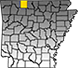 Map showing Boone County location within the state of Arkansas